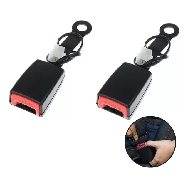 2pcs Hebillas Cinturon De Seguridad Con Cable De Advertencia