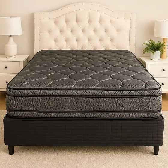 Sommier Somier Colchón 2 Plaza 30 Cm 150 Kg Reversible Ltc Color Gris\u002Fnegro | Cuotas sin interés