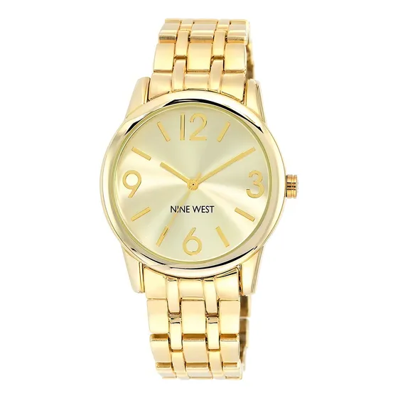 Reloj Nine West Dama De Diseñador Redondo Dorado Original
