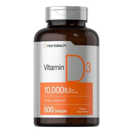 Horbäach Suplemento Vitamina D3   500 Cápsulas Blandas Sin Sabor