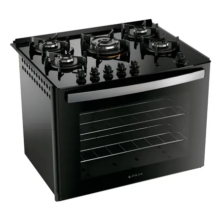 Fogão De Embutir 5 Bocas Atlas Utop Tripla Chama Cor Preto