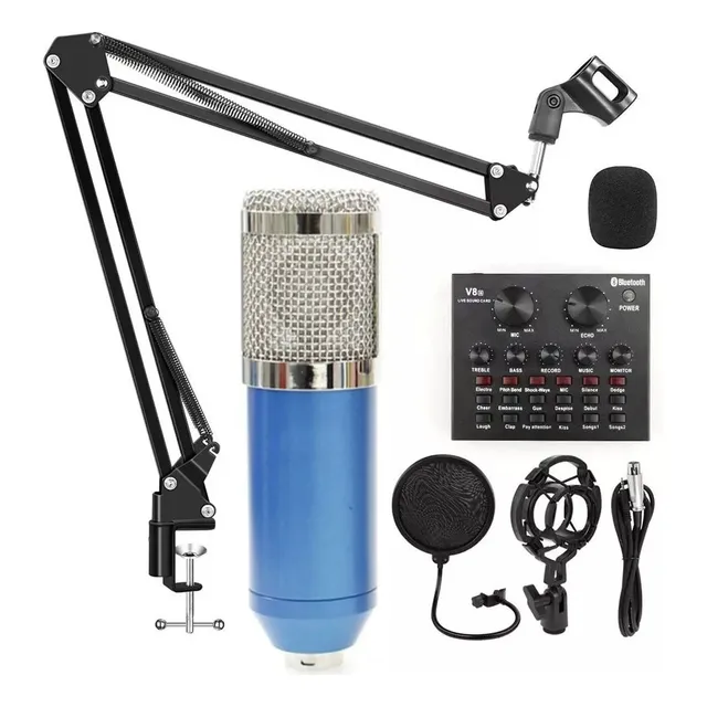 Microfono Condensador Soporte Brazo Tarjeta Sonido V8