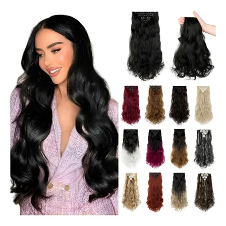 Extensiones De Cabello Con Clip, 7 Piezas, Cabeza Completa 3# Negro Natural