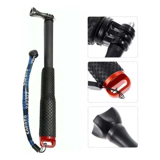 Bastao Aluminio  Monopod Portatil 25-90cm Gopro 1-6 Vermelho