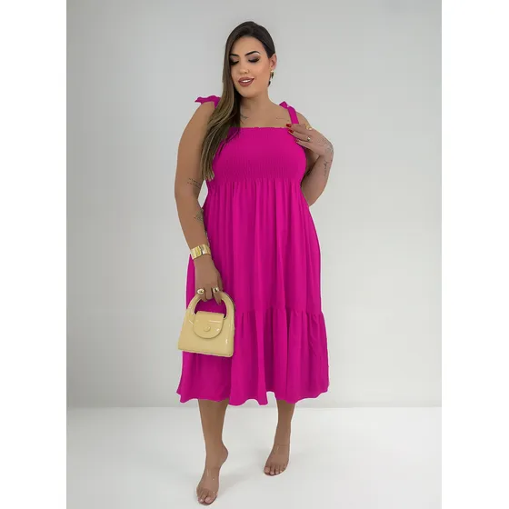 Vestido Soltinho Midi Jovial Plus Size Curvas Alcinha