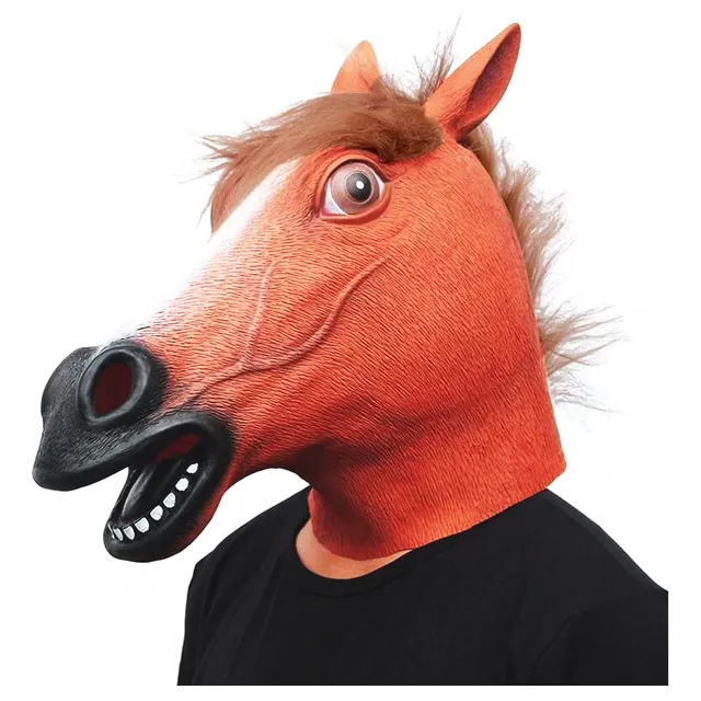 Mascara Caballo Latex Disfraz Horse Marrón Halloween