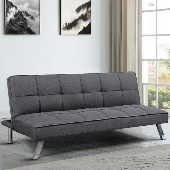 Sofa Cama Tela O Cuerina Con Patas De Metal