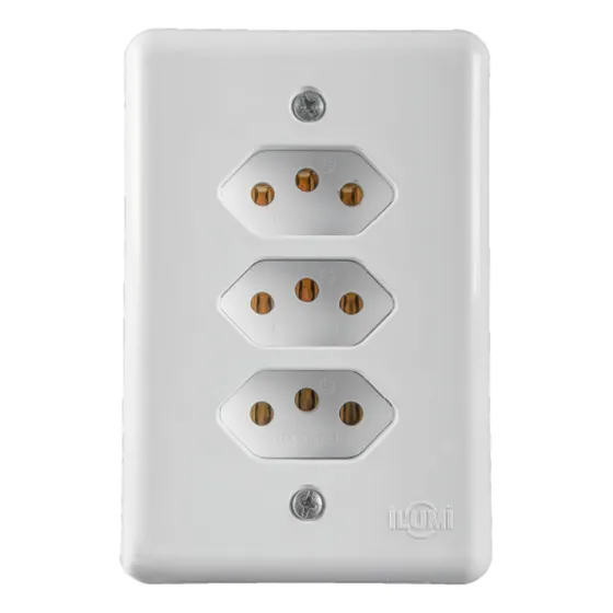 Tomada Tripla Monobloco 20a Stylus Ilumi Fácil Instalação Cor Branco