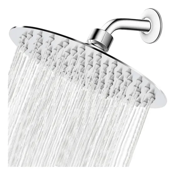 Ducha Chuveiro 20x20 Forma Redonda Slim Inox Com Braço 15 Cm