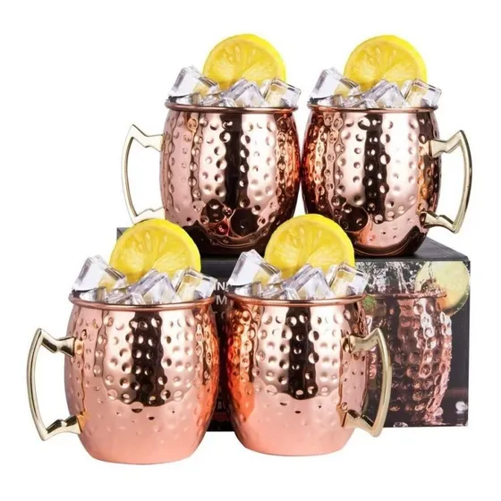 Set 4 Vasos Cobre 550ml Premium Coctel Tragos