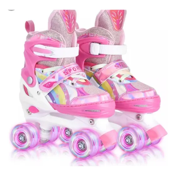 Patines Patín 4 Ruedas Niña Ajustable  Kit Protección Caraca