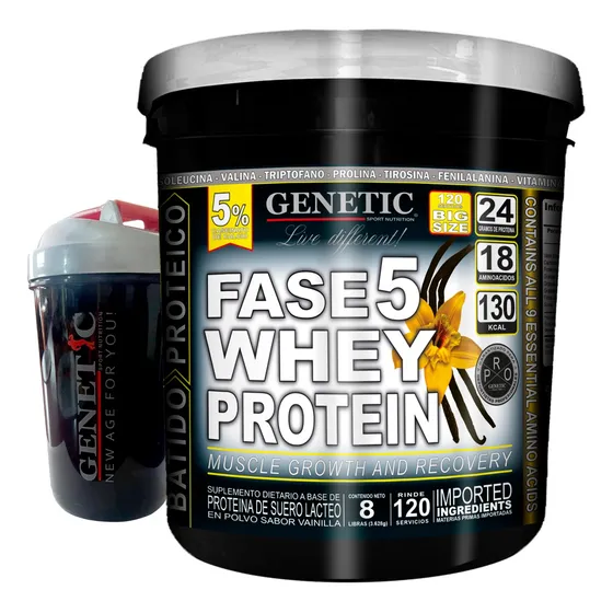 F5 Whey Proteína Fortificada Masa Muscular Shaker  Genetic