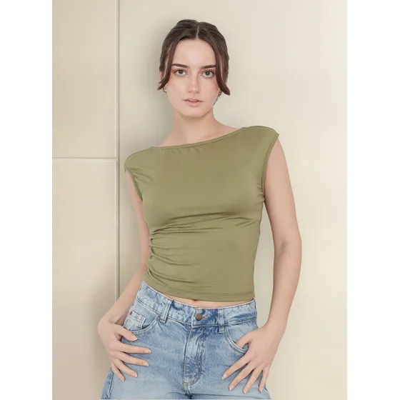 Remera Sin Mangas Cuello Alto Curry
