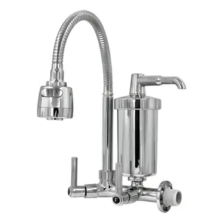 Torneira De Cozinha Duplo Comando Filtros Duh Gourmet 1175 Com Filtro De Água Prateado Acabamento Cromado