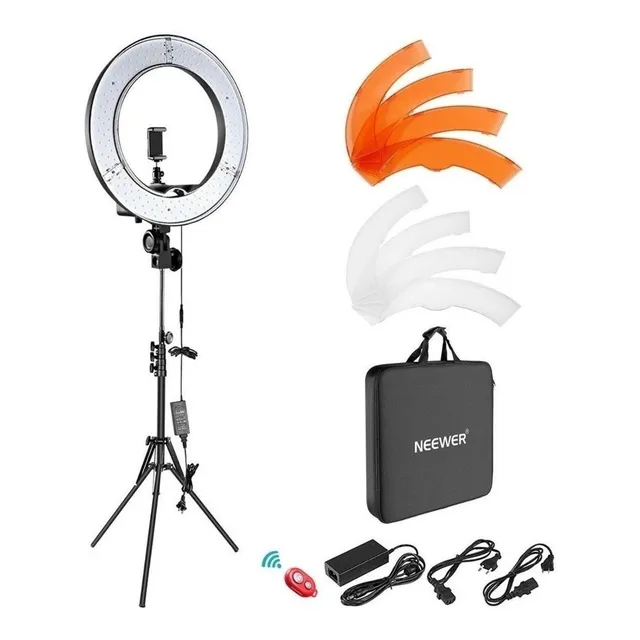 NEEWER Aro de Luz con Tripie 45cm 55W 5500K Regulable LED Anillo de Luz con Soporte para Celular, Luz Fotografía Ring Light para Cámara Profesional, Luz Selfie para TikTok/Youtube/Peluquería
