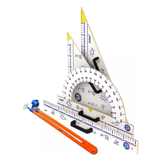 Kit Desenho Geométrico Escolar Para Professor Lousa Aula 5 Peças Stalo