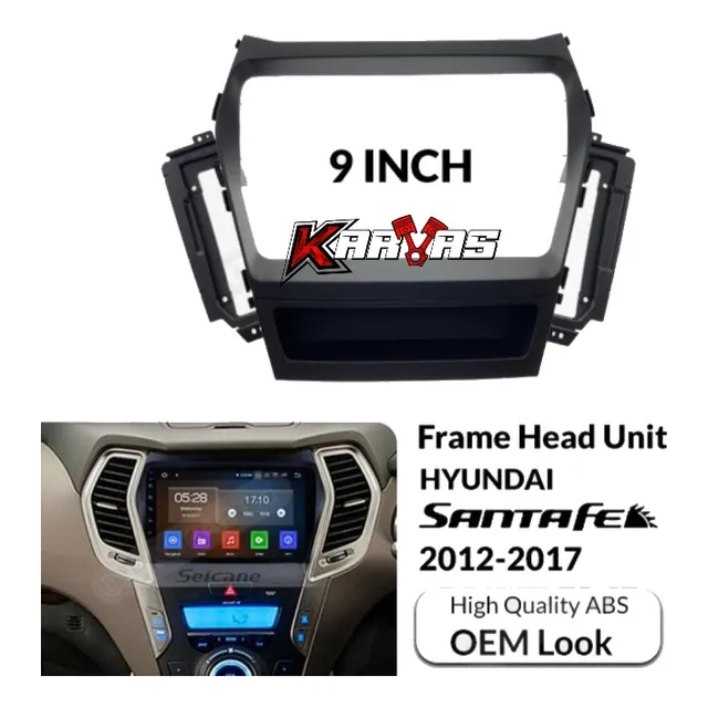 Kit Bisel + Ramal Radio 9pul Hyundai Santa Fe 2013-17 Karvas