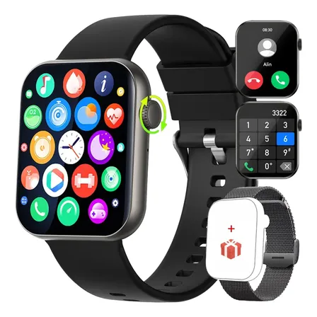 Reloj Inteligente Mujer Hombre Moda 1.83 Llamadas Bluetooth Negro Mesh