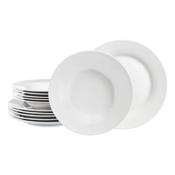 Juego De Vajilla Ceramica Blanco Plato Hondo Y Llano 12 Pzas