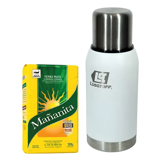 Termo Acero Inoxidable Lusqtoff 750 Ml Blanco + Obsequio