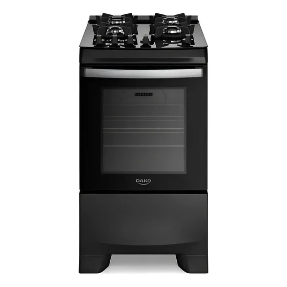 Fogão 4q Gás Dako Supreme Glass Preto Mesa De Vidro