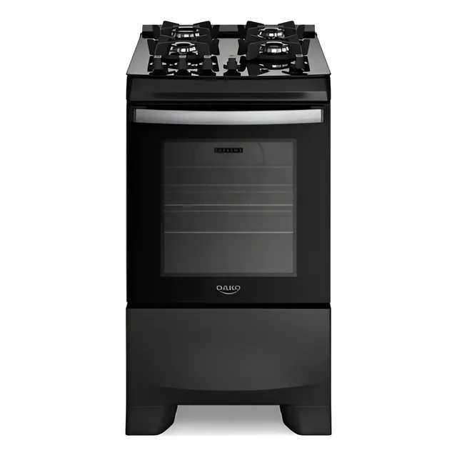 Fogão 4q Gás Dako Supreme Glass 127/220V Preto Mesa De Vidro