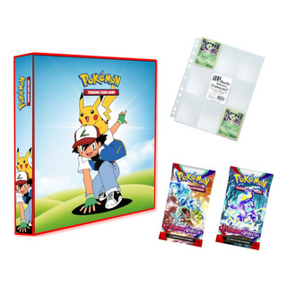 Kit Pasta Pokémon 10 Folhas 9 Bolsos Yes + 2 Pacotes Booster Kit Pasta Pokémon 10 Folhas 9 Bolsos Yes + 2 Pacotes Booster