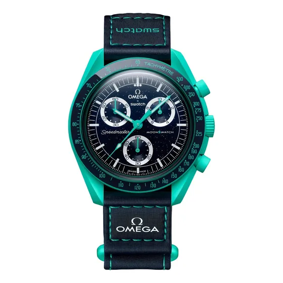Reloj Pulsera Omega X Swatch Mission On Earth Polar Lights Correa Azul-light Bisel Azul-light Fondo Azul-light