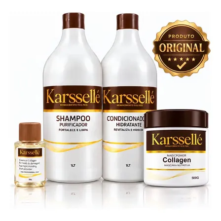 Kit Karssellé Shampoo + Cond 1l + Máscara + Óleo 7ml (mini)