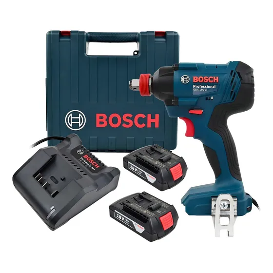 Llave De Impacto Inalámbrica Bosch Gdx 180-li + Baterías Color Azul petróleo