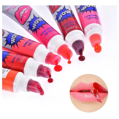 Impermeable 6 Colores Set Brillo Labial Peel Off Mask Tattoo
