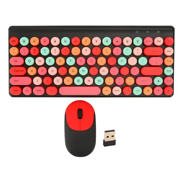 Kit Teclado Y Mouse Inalambrico Pilas Con Receptor Usb Color