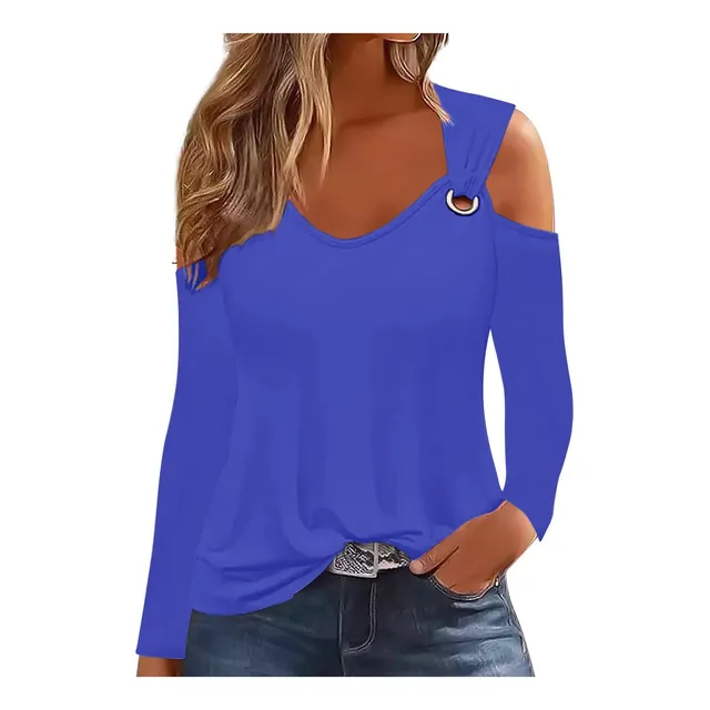 Camisa Manga Larga Para Mujer Cuello Redondo Ligera