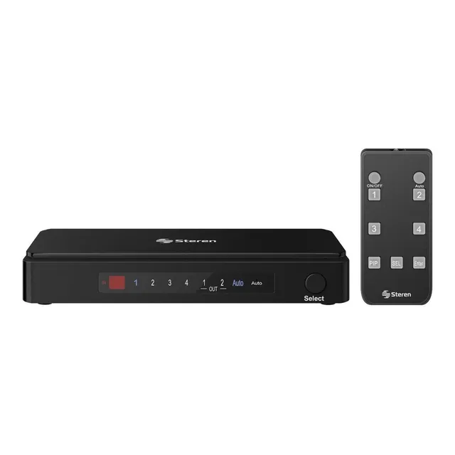 Steren Selector Hdmi 4k De 4 Entradas Y 2 Salidas, Con Contr