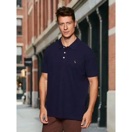 Camisa Masculina Polo Piquet Básica Em Algodão Reserva Marinho N/a G Lisa