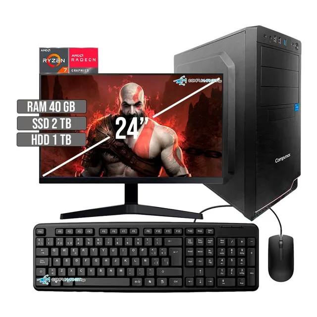 Pc Gamer Amd Ryzen 7 5700g Ssd 2tb+ Hdd 1tb Ram 40gb Led 24