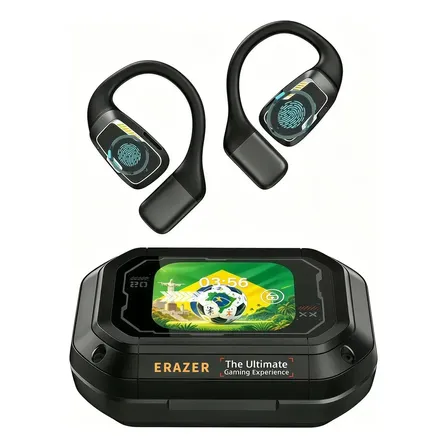 Lenovo Fone de Ouvido Bluetooth Sem Fio Erazer XP6 Esportivo com bateria longa duração com tela LCD Tradutor AI Preto