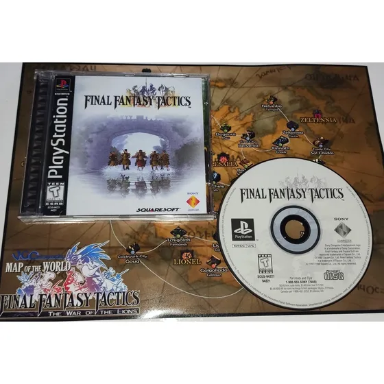 Final Fantasy Tactics Patch Mídia Preta Com Manual E Pôster