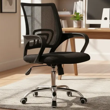 Cadeira De Escritório Fohar Easy 100 Preta Ergonomica Preto Algodão