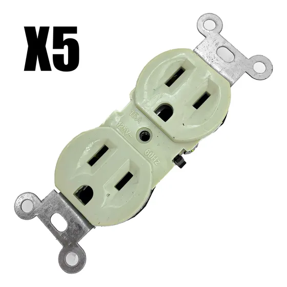 Toma Corriente 110v 15a Doble Color Blanco (5 Unidades)
