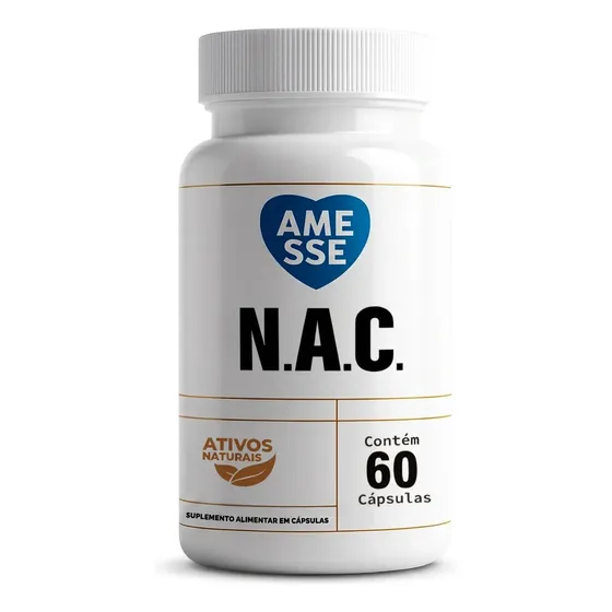 NAC 600mg N-acetil L-cisteína Amesse 60 Cápsulas Ultra Puro Sem Sabor Precursor Glutationa Proteção Sistema Imunológico