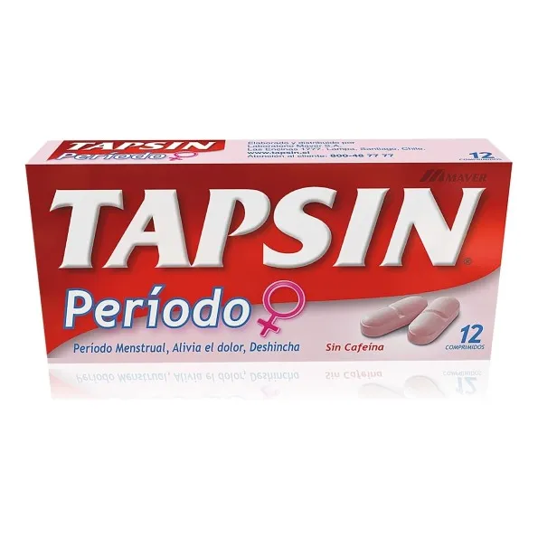 Tapsin Sin Cafeína Período Menstrual Comprimidos, 12 Comprimidos