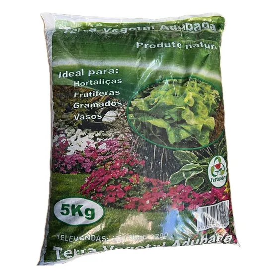 Terra Vegetal Adubada 5kg Fertnobre Hortaliças Frutíferas