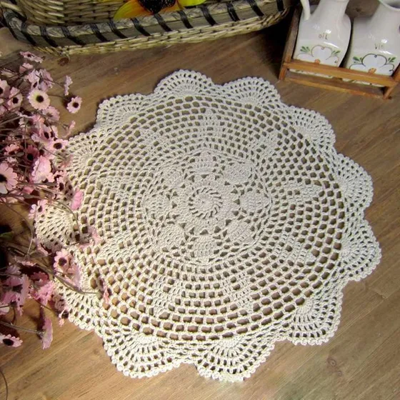 Camino De Mesa De Encaje De Ganchillo Tejido A Mano, 38 Cm,