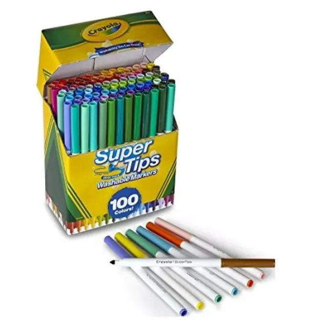 100 Plumones Crayola Lavables Super Tips Con Regalo