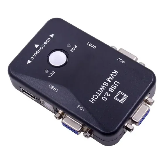 Switch Kvm Usb Vga 2 Puertos Monitor Teclado Impresora