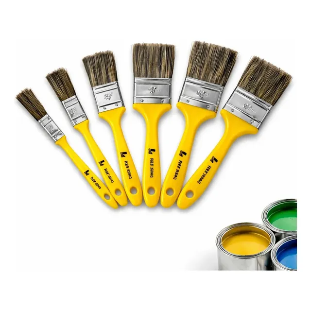 Kit 6 Pincel Trincha Pintura Tinta Latex Acrilica Parede Amarelo