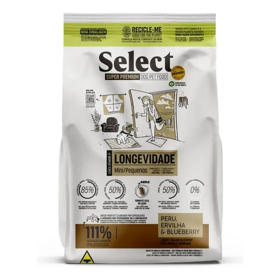 Ração Monello Select Longevidade Para Cães Sên 7+ Peq 10,1kg
