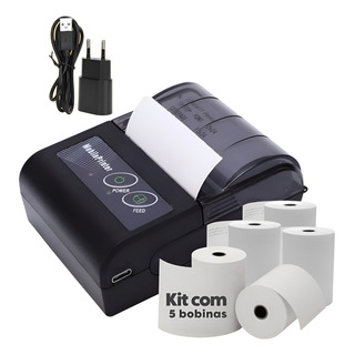 Mini Impressora Termica Portatil Bluetooth Kit C/ 5 Bobinas Mini Impressora Termica Portatil Bluetooth Kit C/ 5 Bobinas