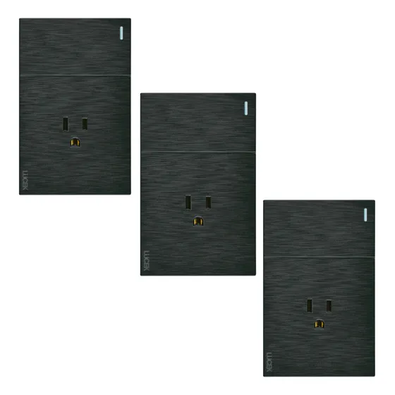 Placas Con 1 Apagador Y 1 Contacto Lucek Flat 3 Piezas Bf07 